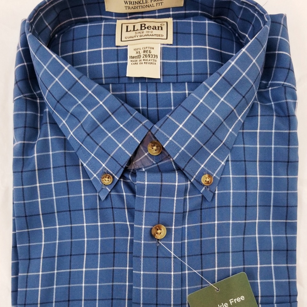 NWT LL BEAN Wrinkle Free Button Down Shirt XL